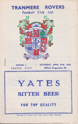 Tranmere Rovers v Exeter City Match Programme 1963-04-27